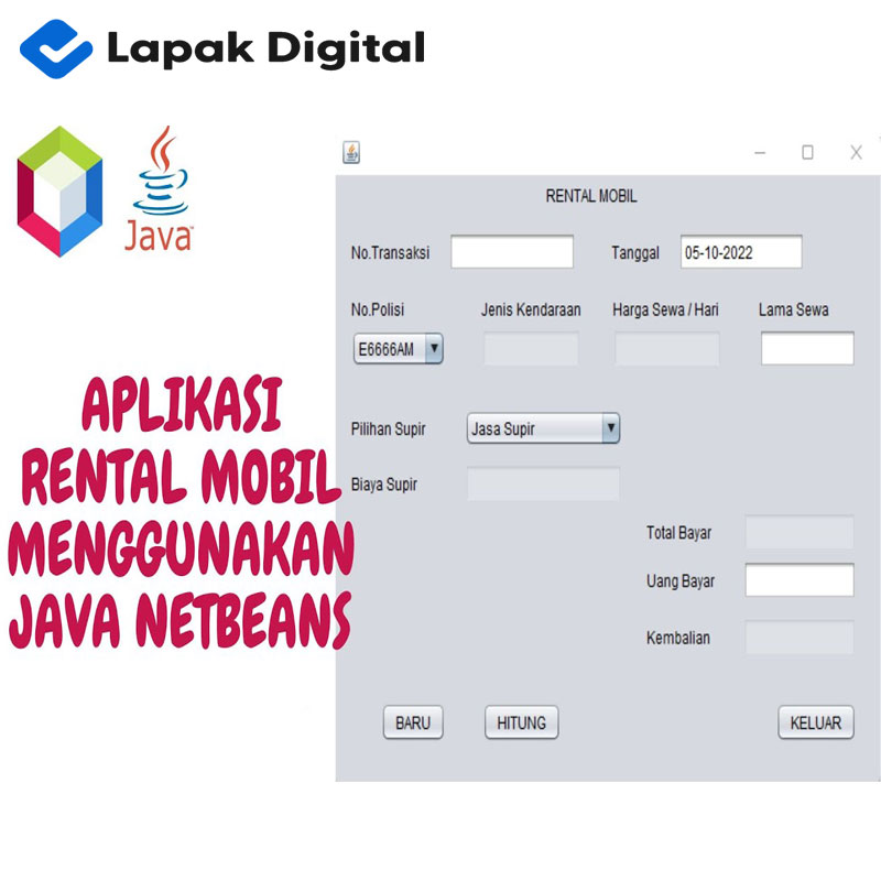 System Aplikasi Kasir Rental Mobil Java GUI