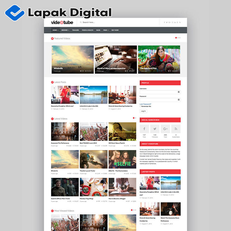 Template Website Video Portal & Blogging Modern