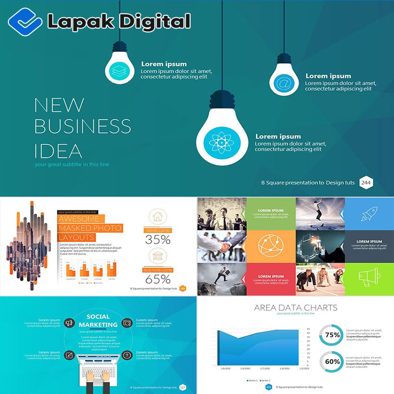 Template PowerPoint Infografis Bisnis & Data Chart Elegant