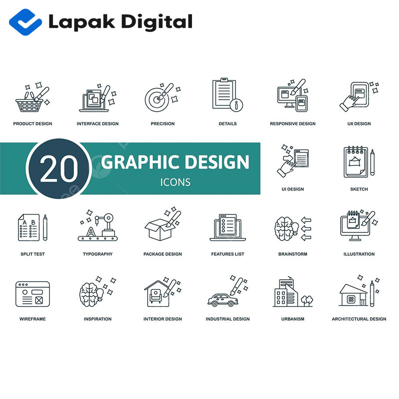 20 Vector Graphic Design Icons Set