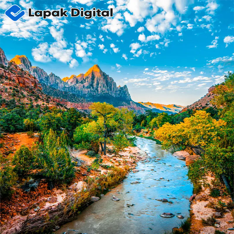 High Resolution Stock Photo Landscape Zion River Mountain