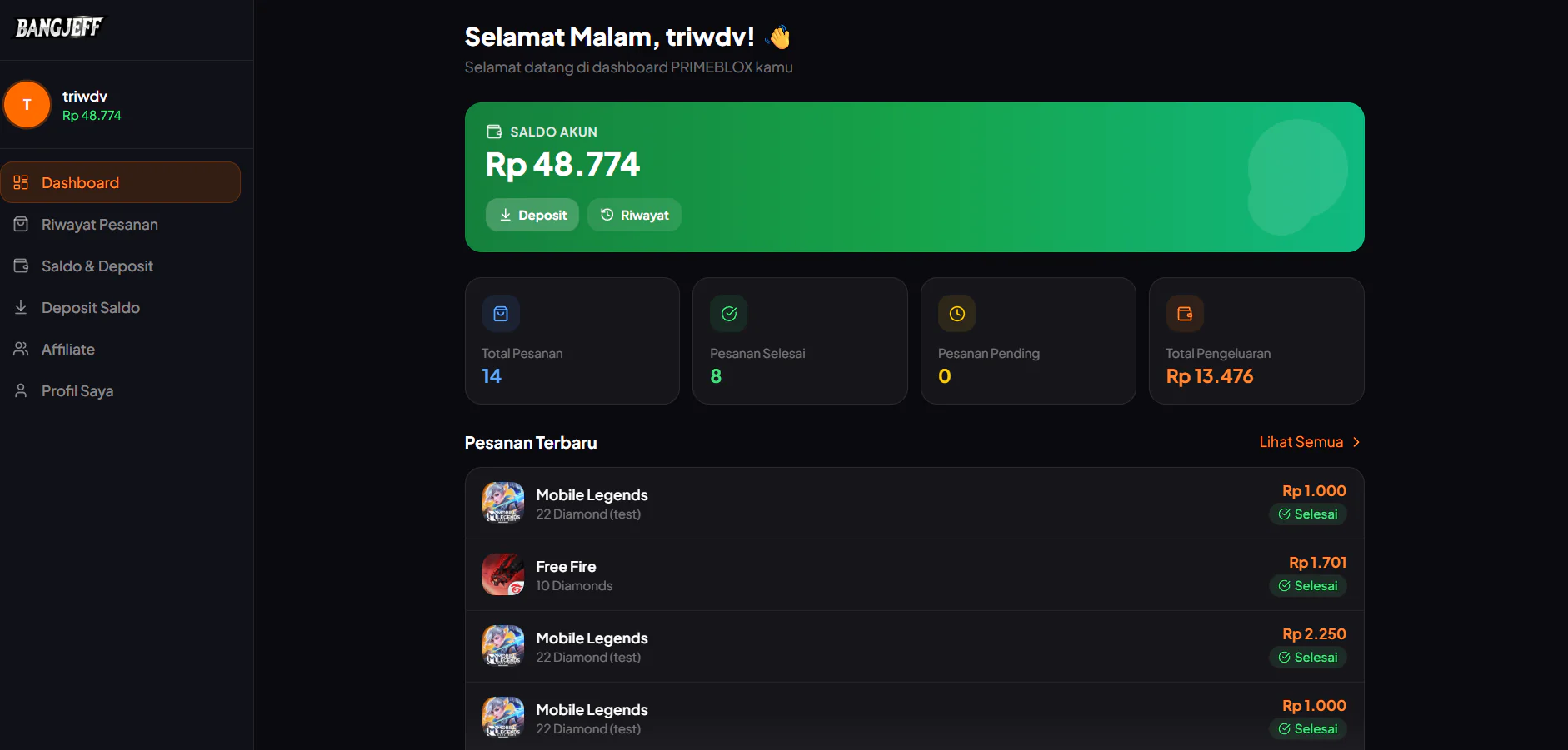 Web Top Up Game & PPOB Otomatis Terbaru 2026 Admin Panel Lengkap 3