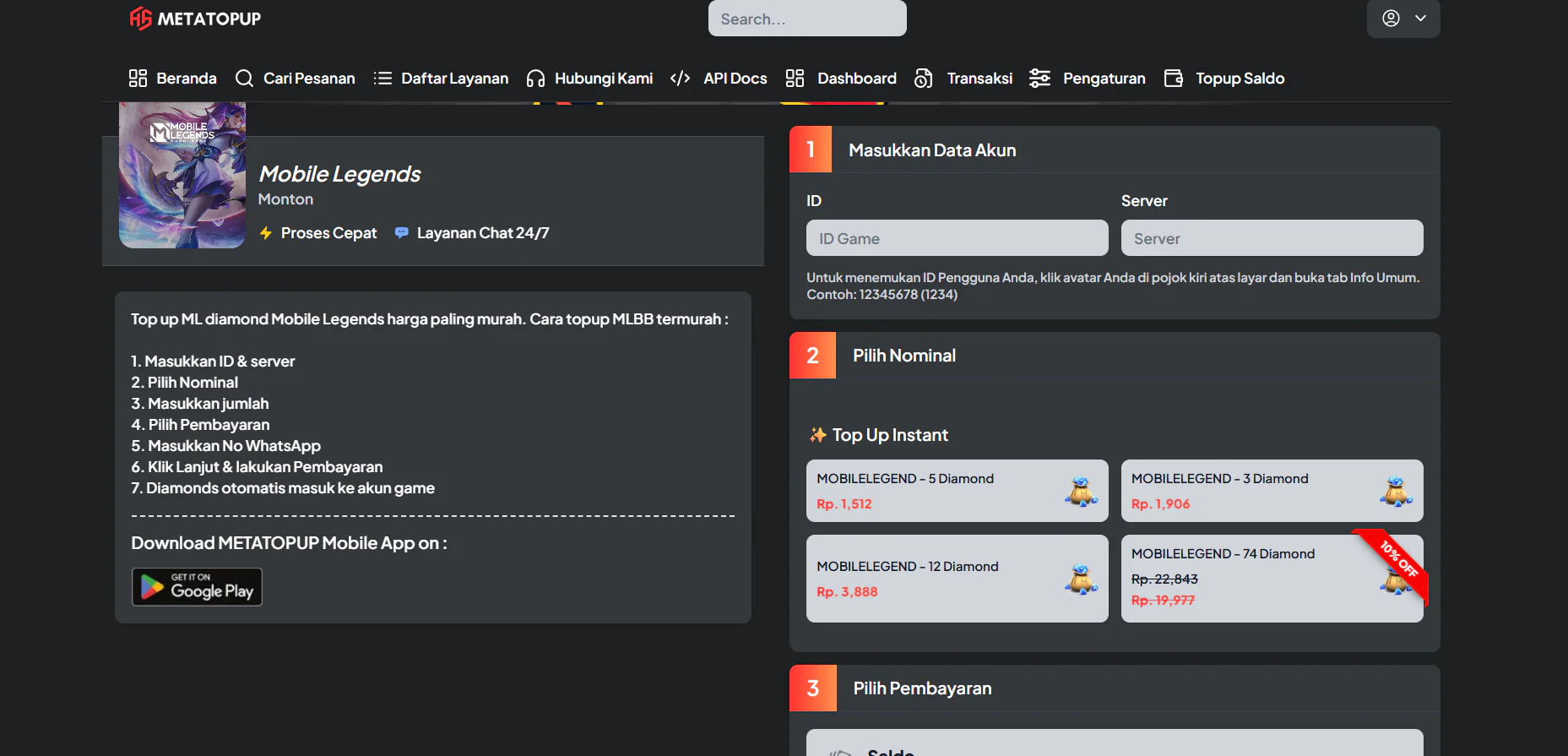Web Top Up Game dan PPOB Otomatis MetaTopUp 4