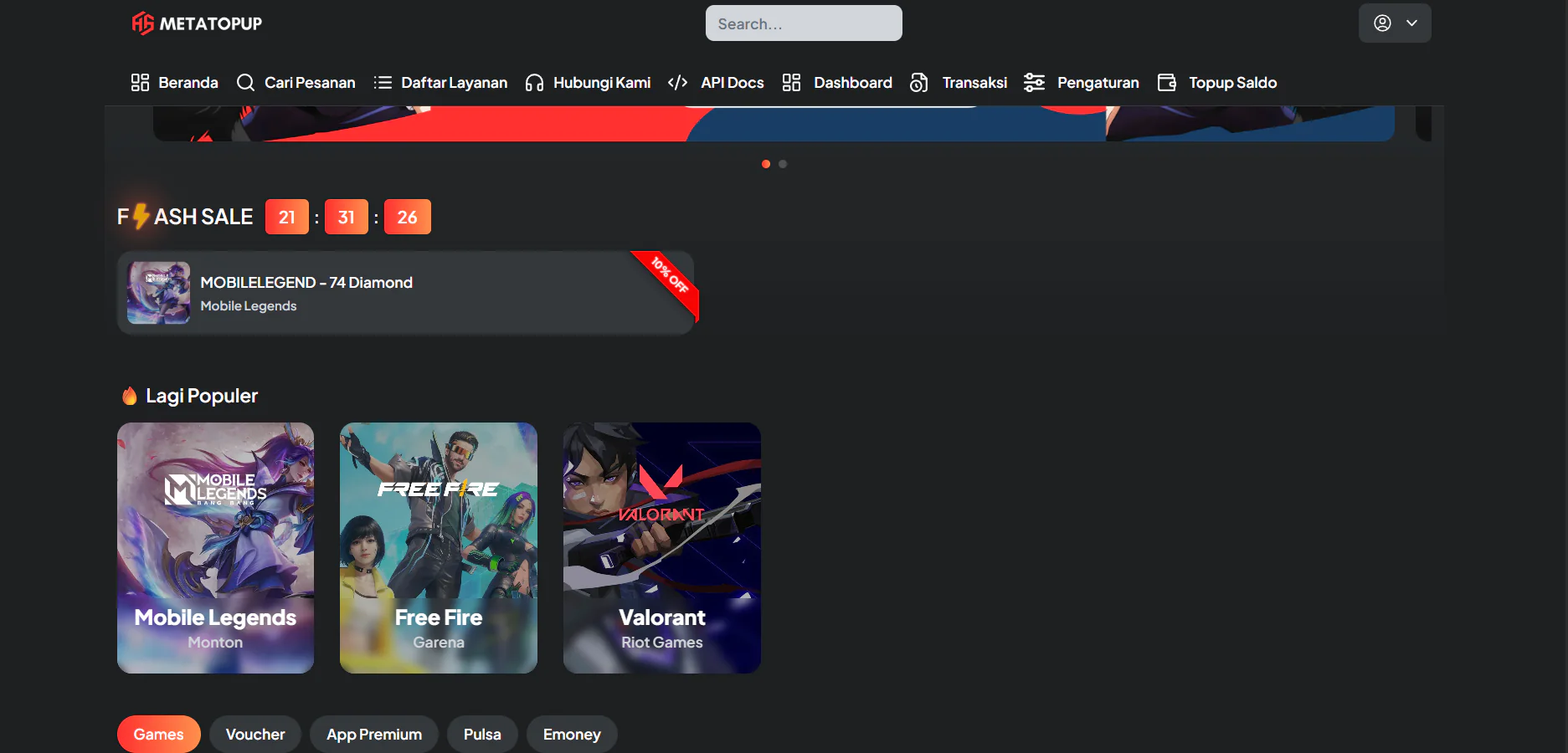 Web Top Up Game dan PPOB Otomatis MetaTopUp 5