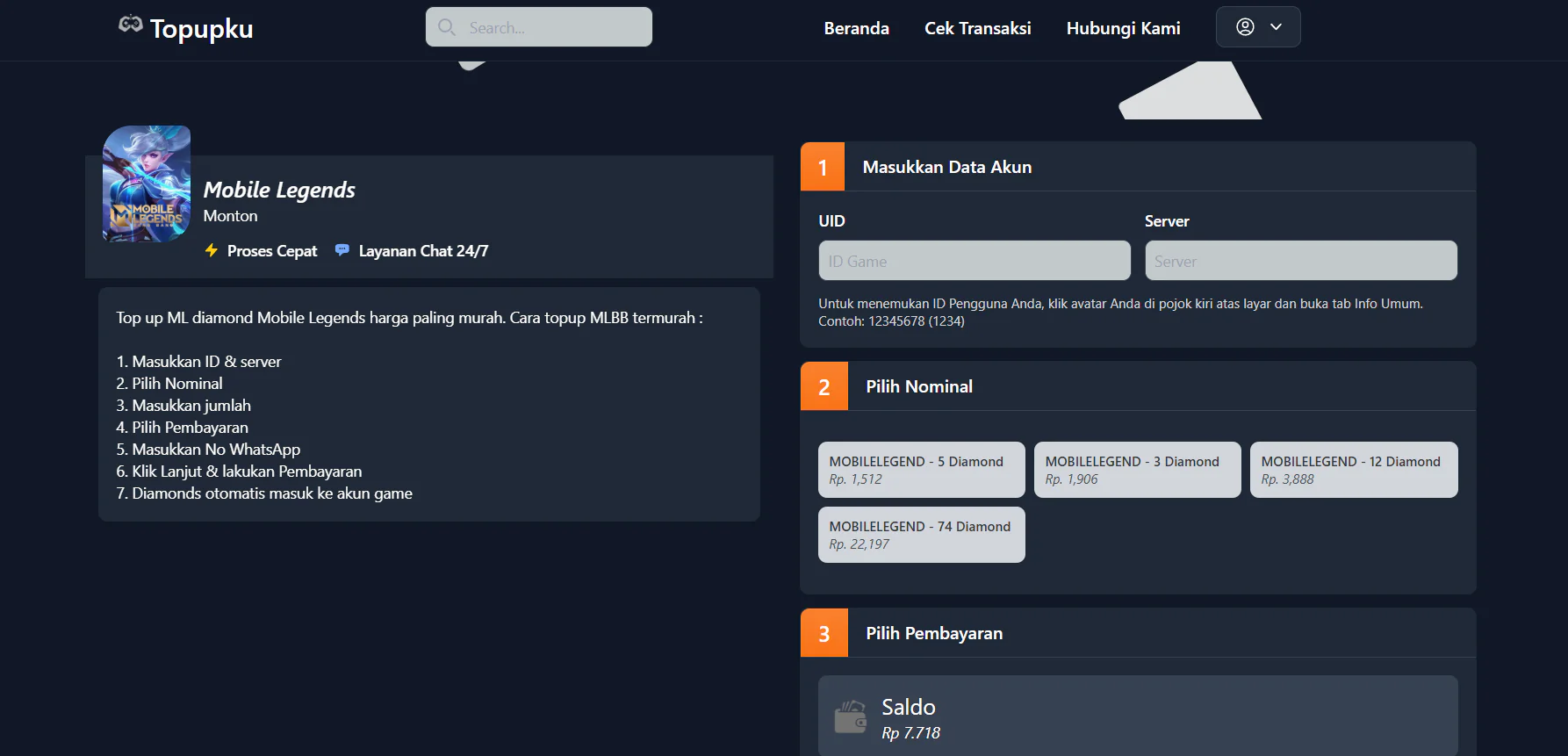 Web Topup Games dan PPOB Otomatis - TopupKu 3