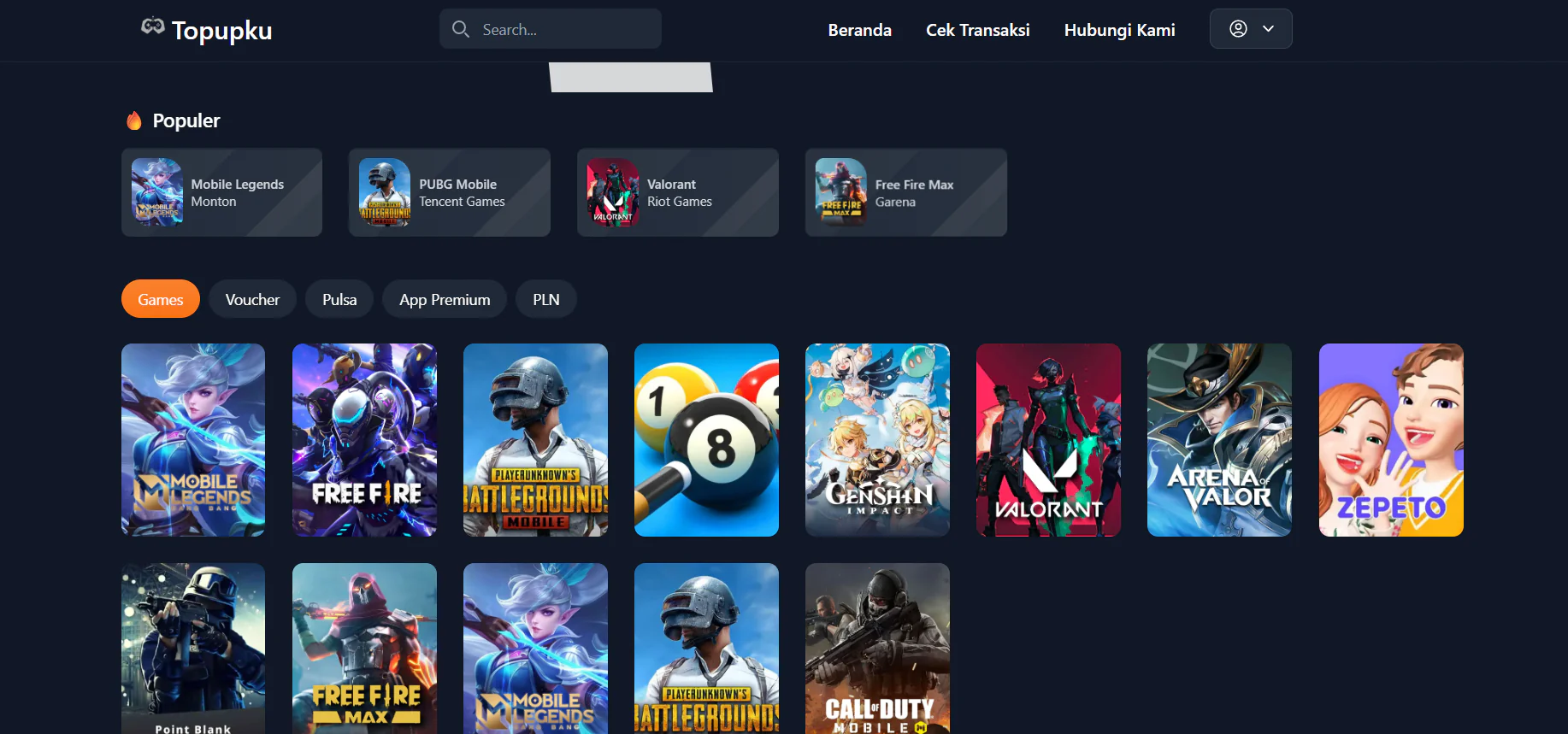 Web Topup Games dan PPOB Otomatis - TopupKu 5