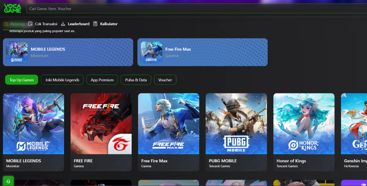 Web Topup Games dan PPOB Otomatis VocaTopup