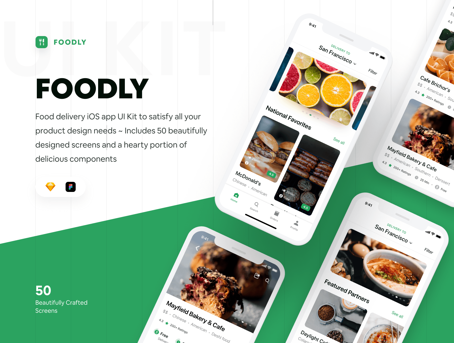 Foodly – Food Delivery iOS UI Kit
