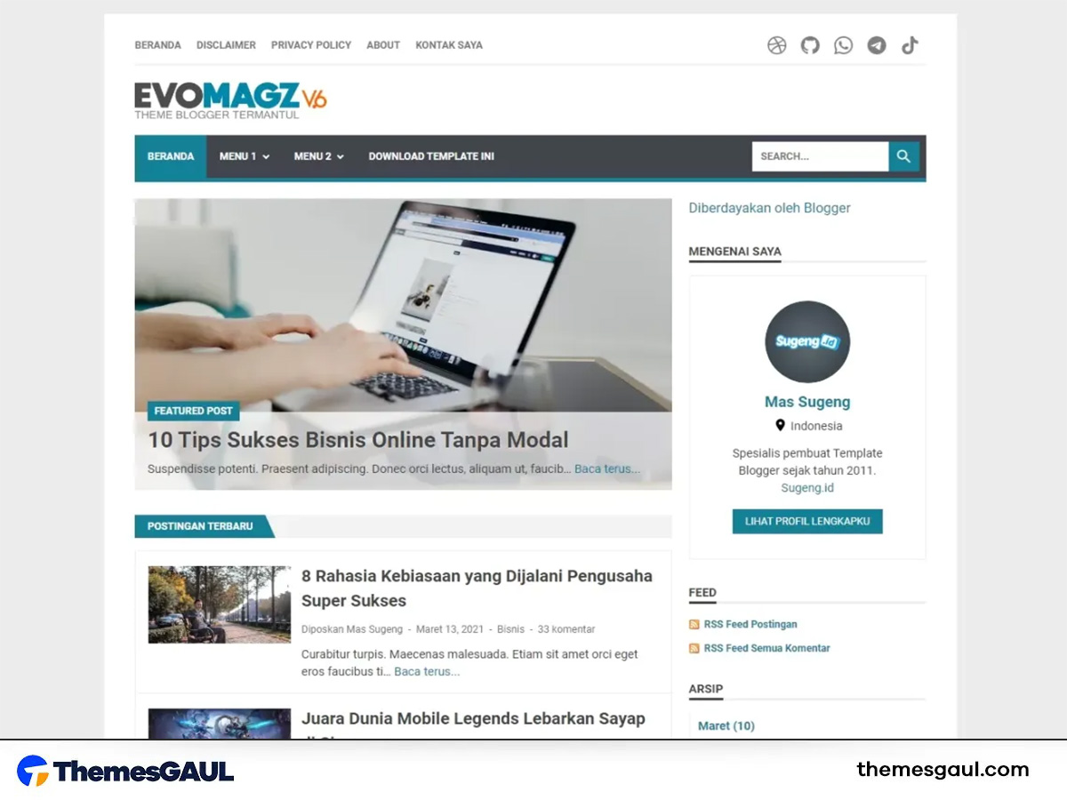 EvoMagz Tema Bloger